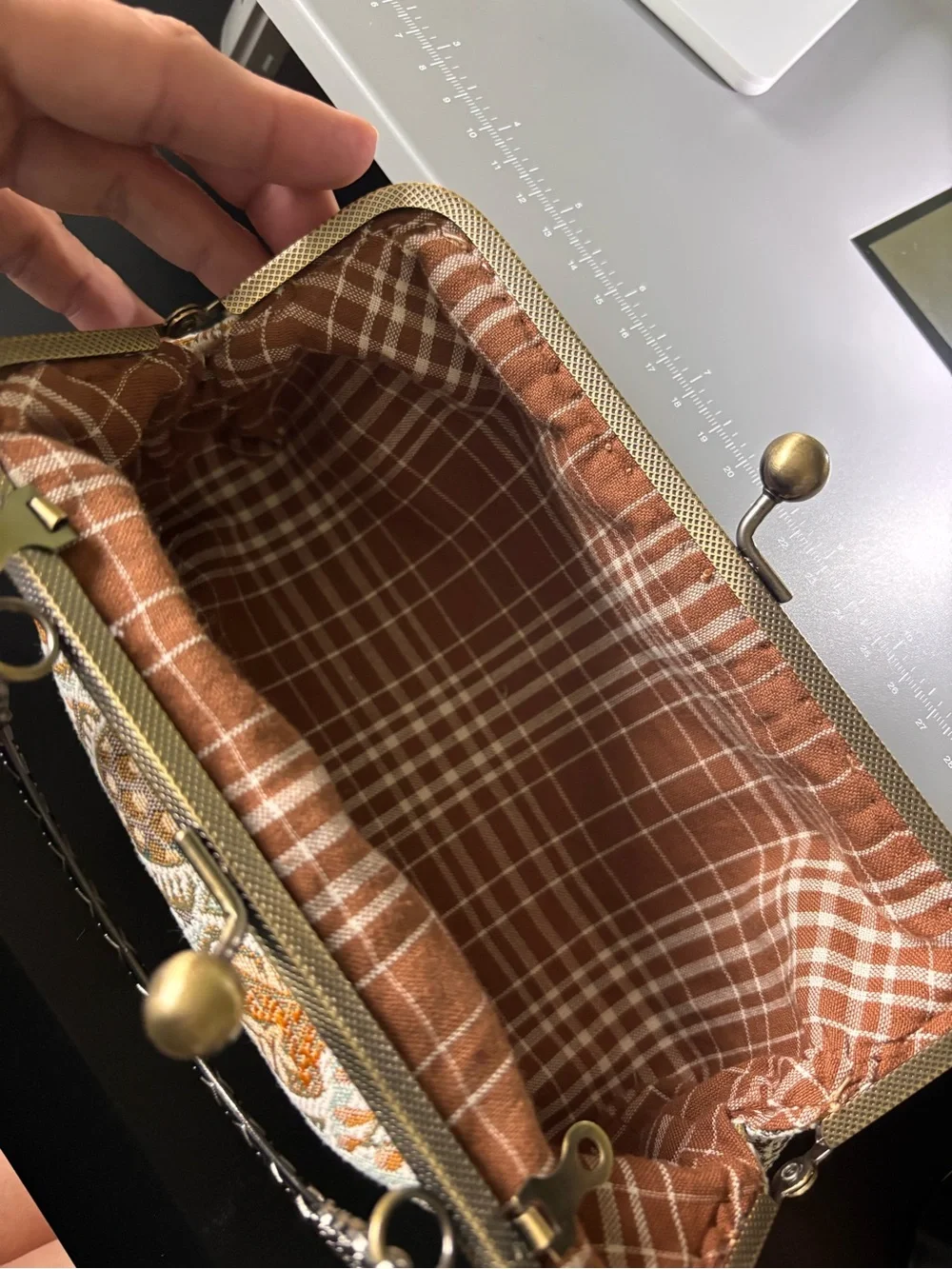 Handmade Boho Clutch Purse | Vintage Style Bronze Frame Bag